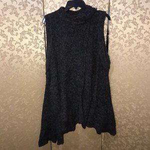 Free People Charcoal Gray Asymmetrical Swing Sleeveless Cardigan Size Small S
